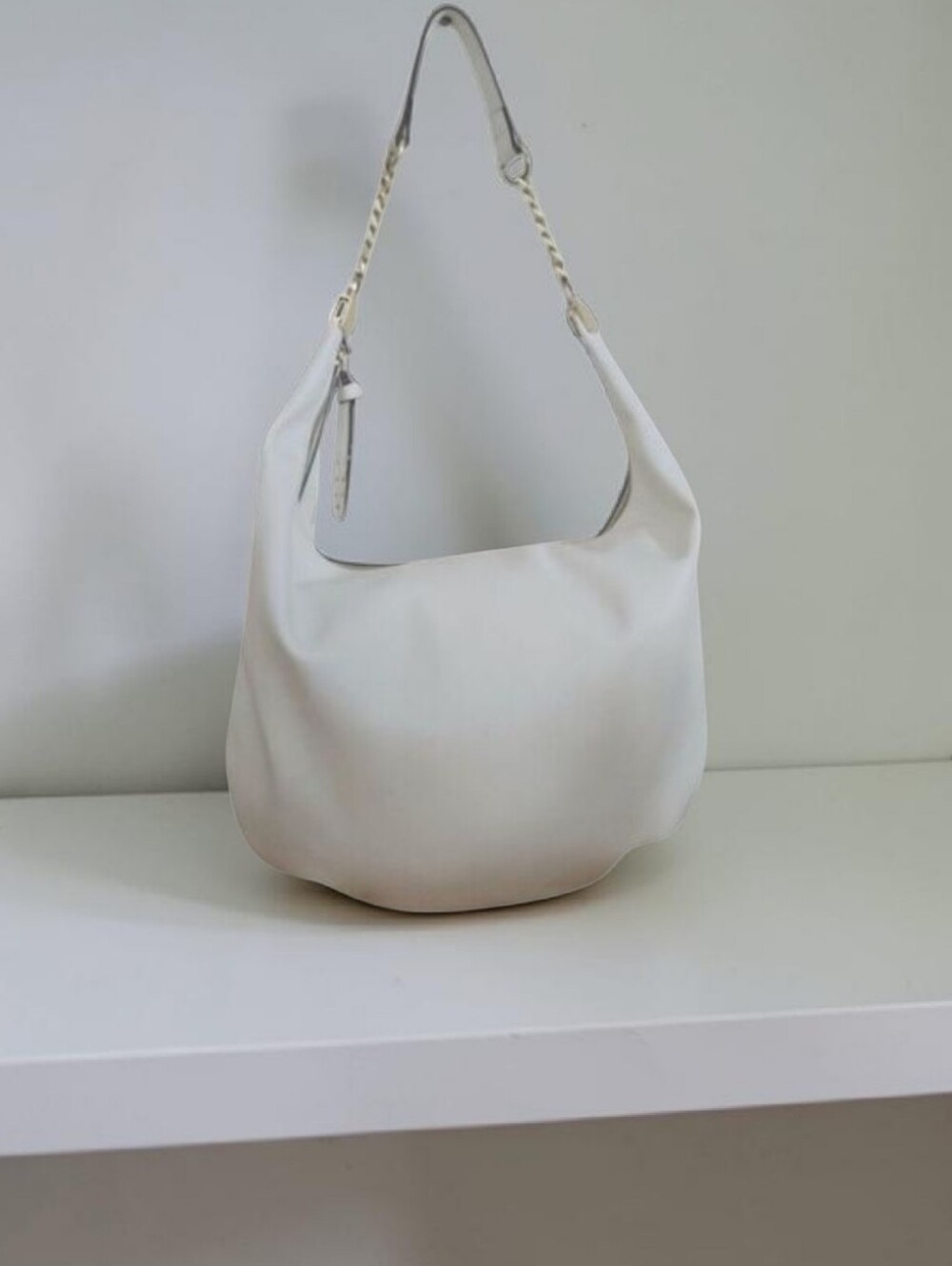 INC International Concepts "Patti" White Faux Leather Hobo Shoulder Bag